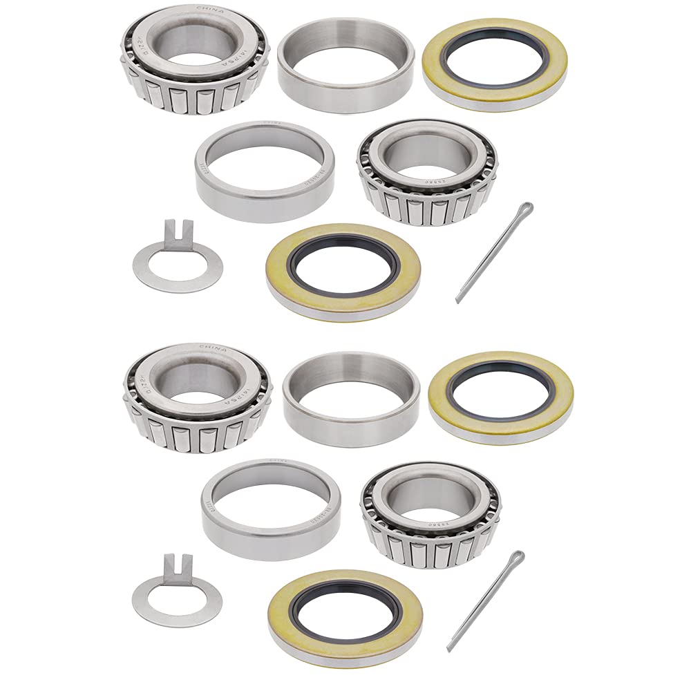 5200-7000 lbs Trailer Axle Bearing Kit, 14125A/14276, 25580/25520, 10-10 and 10-36 Seals [Fits Spindle D42, 2.125'' x 3.375'' and 2.250'' x 3.375''] - 2 Sets