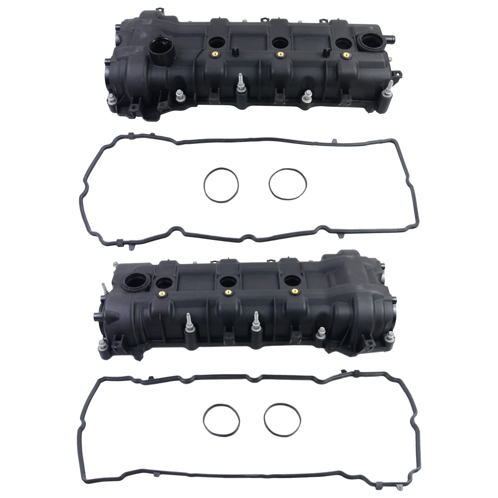 FlynsuPair 3.6 Pentastar Engine Valve Covers w/Gaskets Replacement for 2011-2019 Ram 1500 Chrysler 300 Dodge Challenger/Charger/Journey/Grand Cherokee 3.6L 264-938 264-939 5184068AN 5184069AN