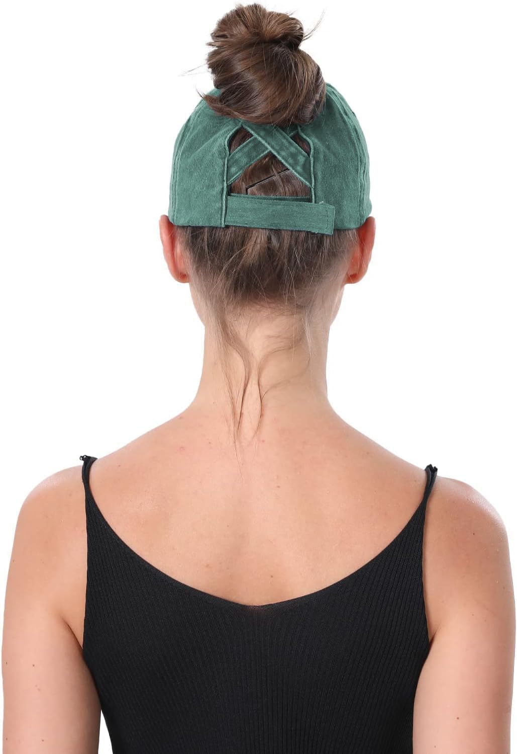 2 Packs Distressed Ponytail Hat for Women Criss Cross Hat Baseball Cap Pony Tail Caps High Bun - Image 6