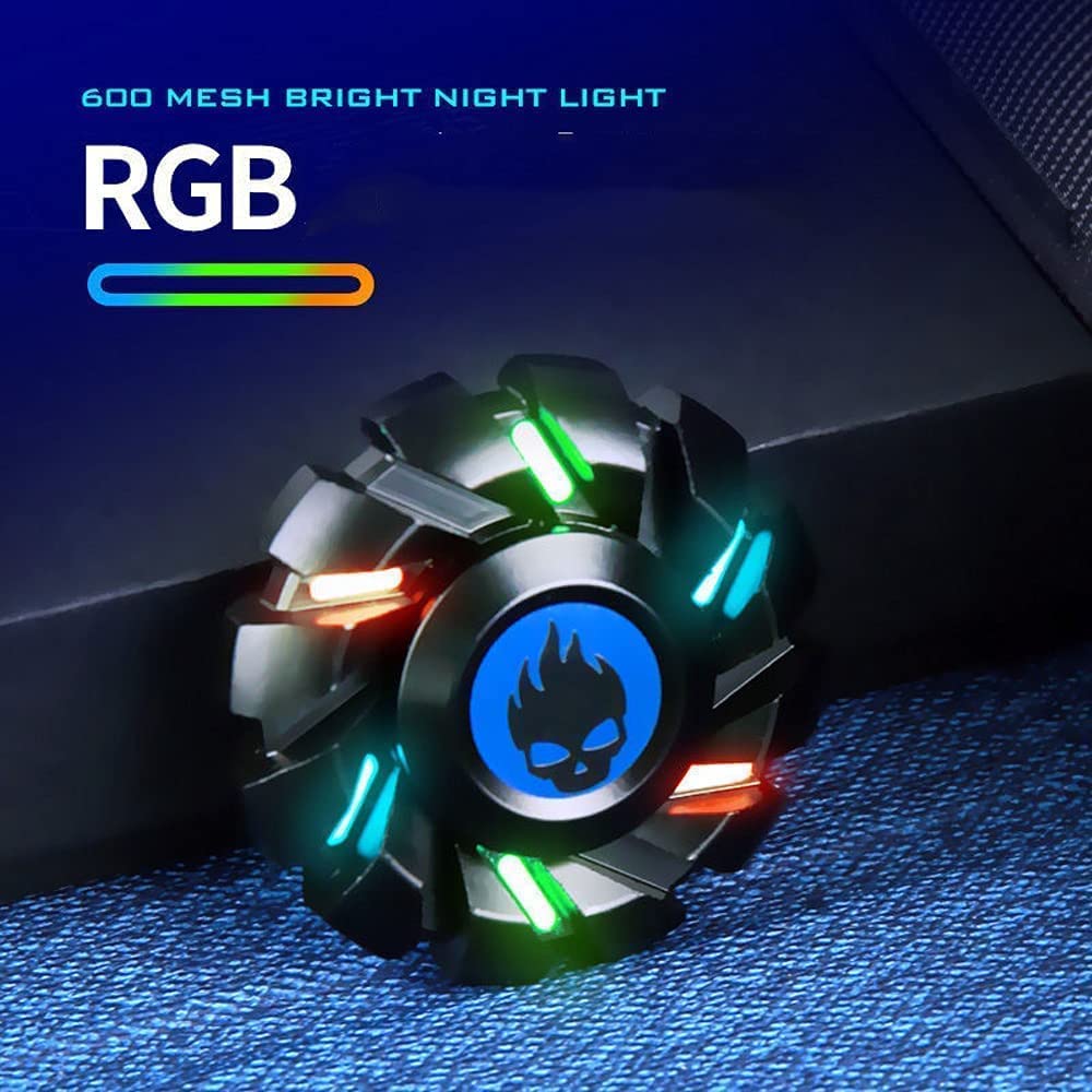 Luminous Fingertip Gyro CNC Metallic Focus Toy EDC Bearing Fingertip Gyro für Kinder & Erwachsene Anti-Angst hilft Fokussierung Fidget Toys (C,Silber)
