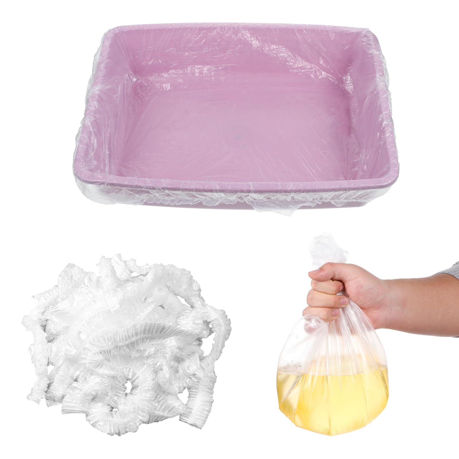 50 PCS Small Animal Cage Liners Disposable Rabbit Bedding & Litter Box Liners Toilet Plastic Film Pan Bags for Bunny Cat Guinea Pig Bird Hamster Chinchilla