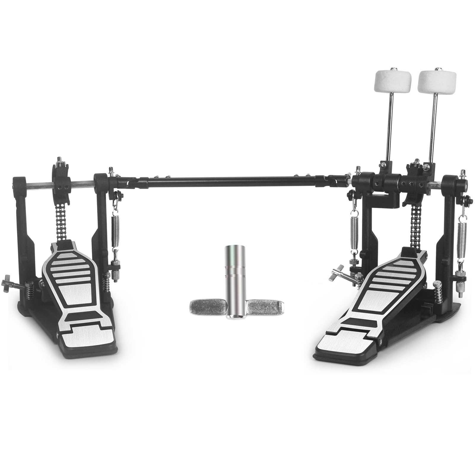 Seteol Double Kick Bass Drum Pedal Heavy-Duty Double Chain Bass Pedal Foot | Twin Chain Drive Percussion Hardware & 4-Sided Beater Heads