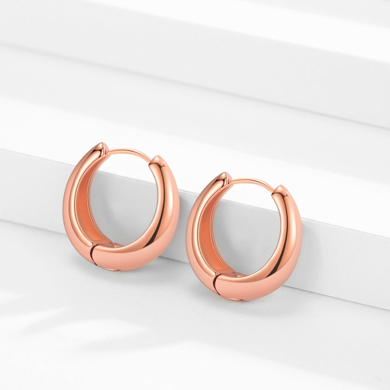 Gold Hoop Earrings for Women,14K Gold Plated Lightweight Hypoallergenic High Polished Earrings Gift Jewelry - Image 4