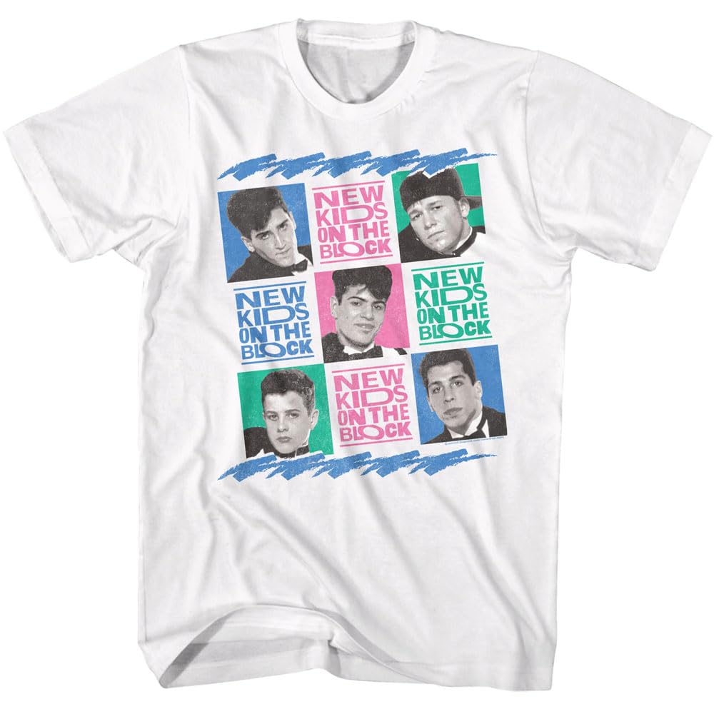 New Kids On The Block 80s Boy Band Adult White Short Sleeve T Shirt Vintage Style Graphic Tee