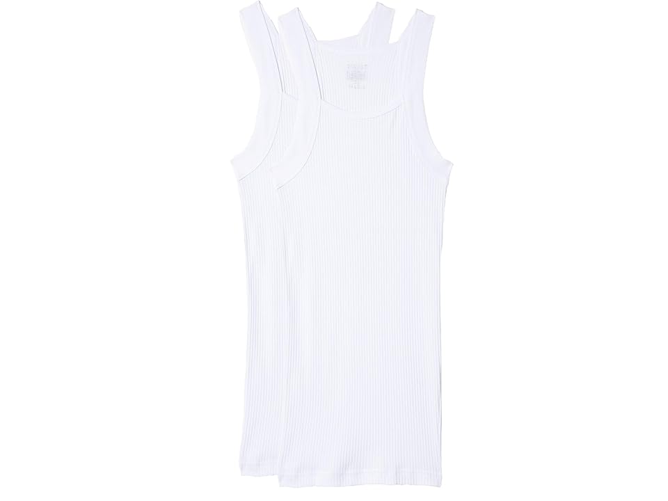 2(X)IST 2-Pack ESSENTIAL Square-Cut Tank (White 1) Men's Underwear INTERNATIONAL SHIPPING