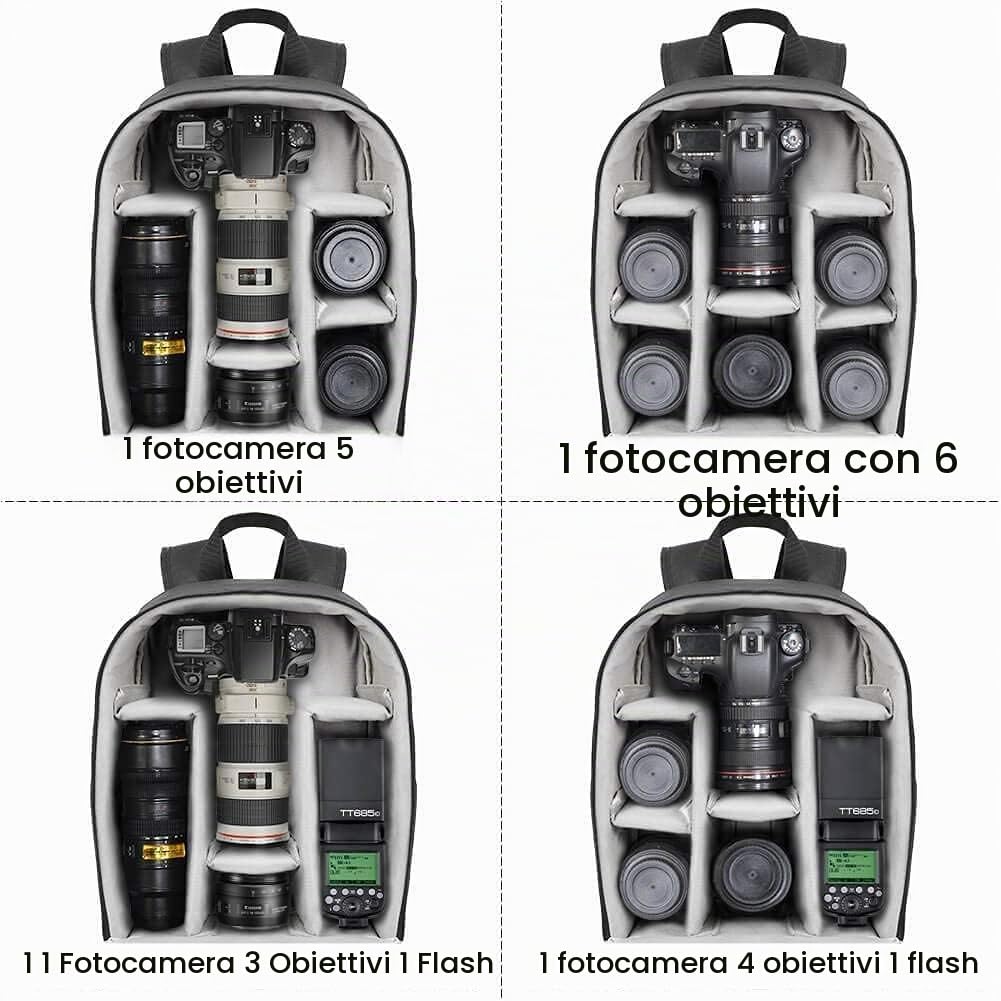 Cwatcun Zaino per Fotocamera Zaino Fotografico Impermeabile Borsa per Fotocamera Professionale per DSLR/SLR Mirrorless, Compatibile con Fotocamera Sony Canon Nikon e Accessori(2.0 Grigio, S)