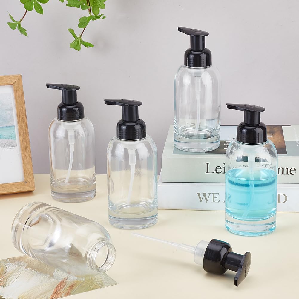 ORIGACH 6 Pack Clear Thick Glass Jar Soap Dispenser with Foaming Pump 13 Oz Press Bottles/Foam Liquid Hand Soap Containers for Kitchen Bathroom Laundry Home - Image 5