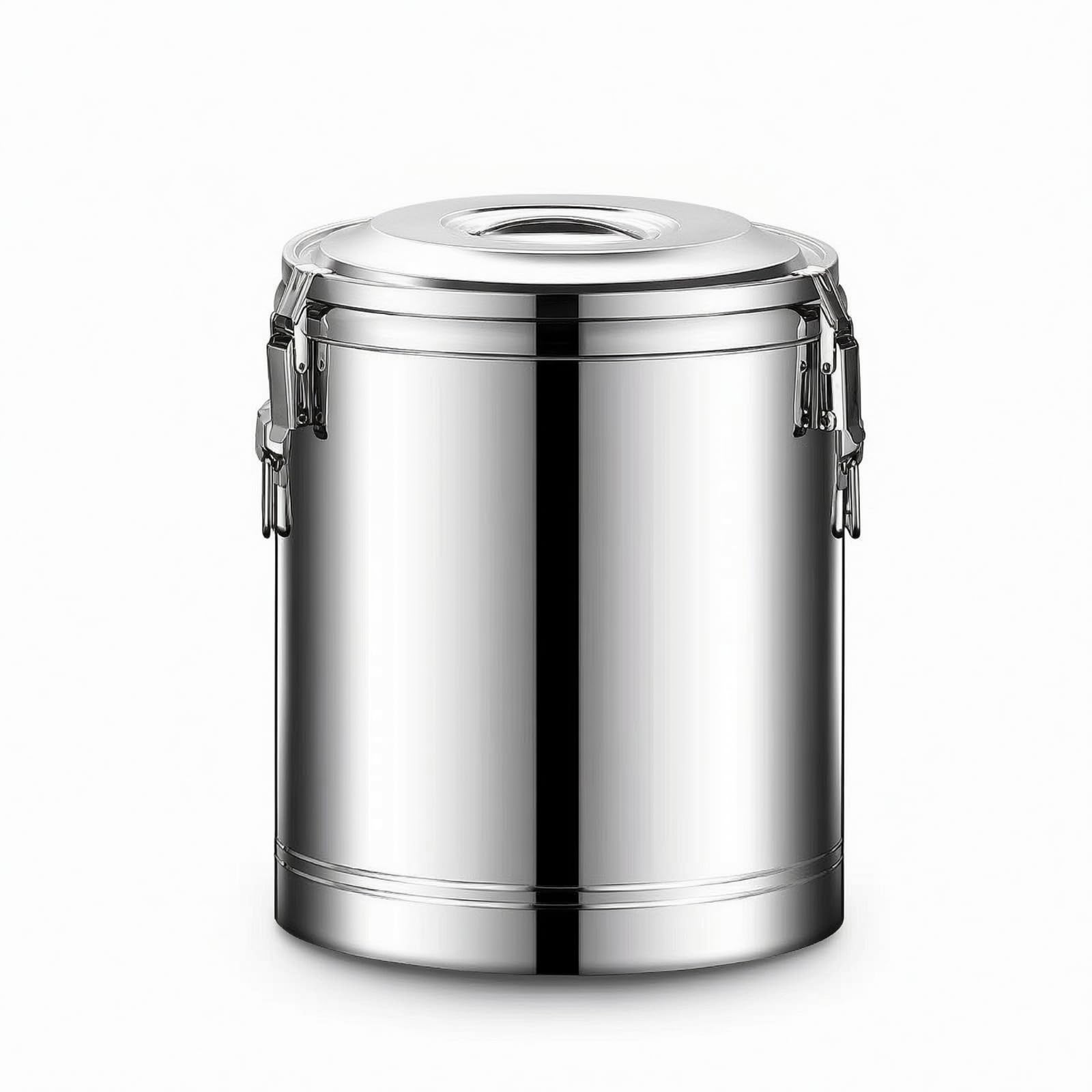 Cubo Térmico con Tapa Comercial Contenedor Isotérmico Acero Inoxidable Resistente a la Corrosión Termo Industrial para Restaurantes, 30L, Sin Grifo