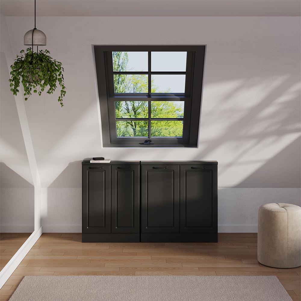 Vicco Ensembles de Meuble de Rangement sous Pente Rion, Anthracite Campagne/Anthracite, L140 x P46 cm Lot de 2, Gain de Place pour Les pièces mansardées