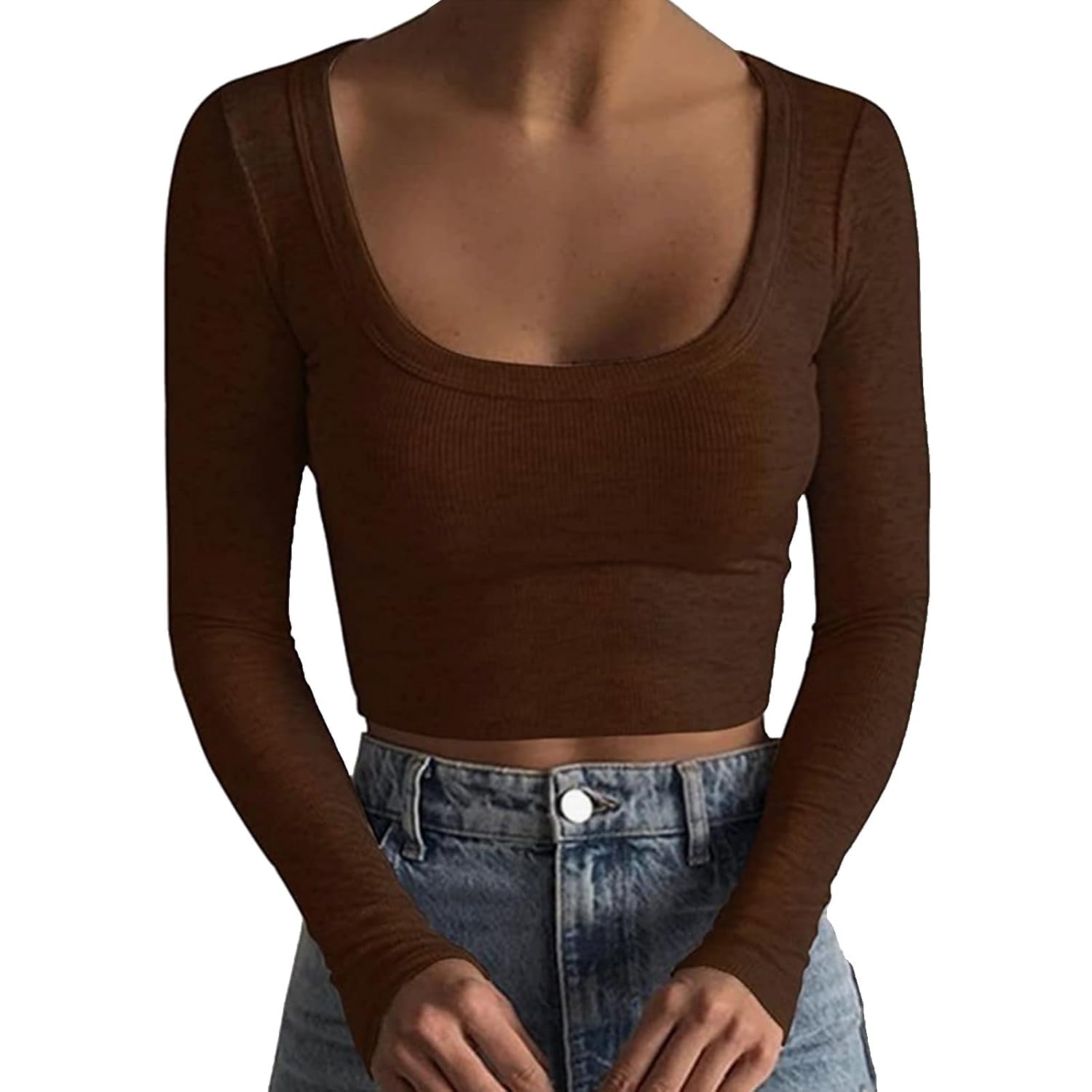 Trainingsoberteil, hoch tailliertes, freiliegendes Nabel-T-Shirt mit Kragen dünnem Langarmshirt für Damen Sportkleidung Herren