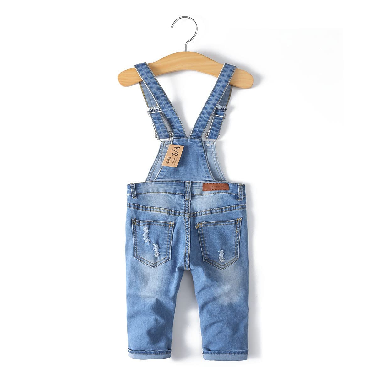 KIDSCOOL SPACE Petite Fille Garçon Jean Salopette, Tout-petit Denim Déchiré Mignon Pantalon Slim