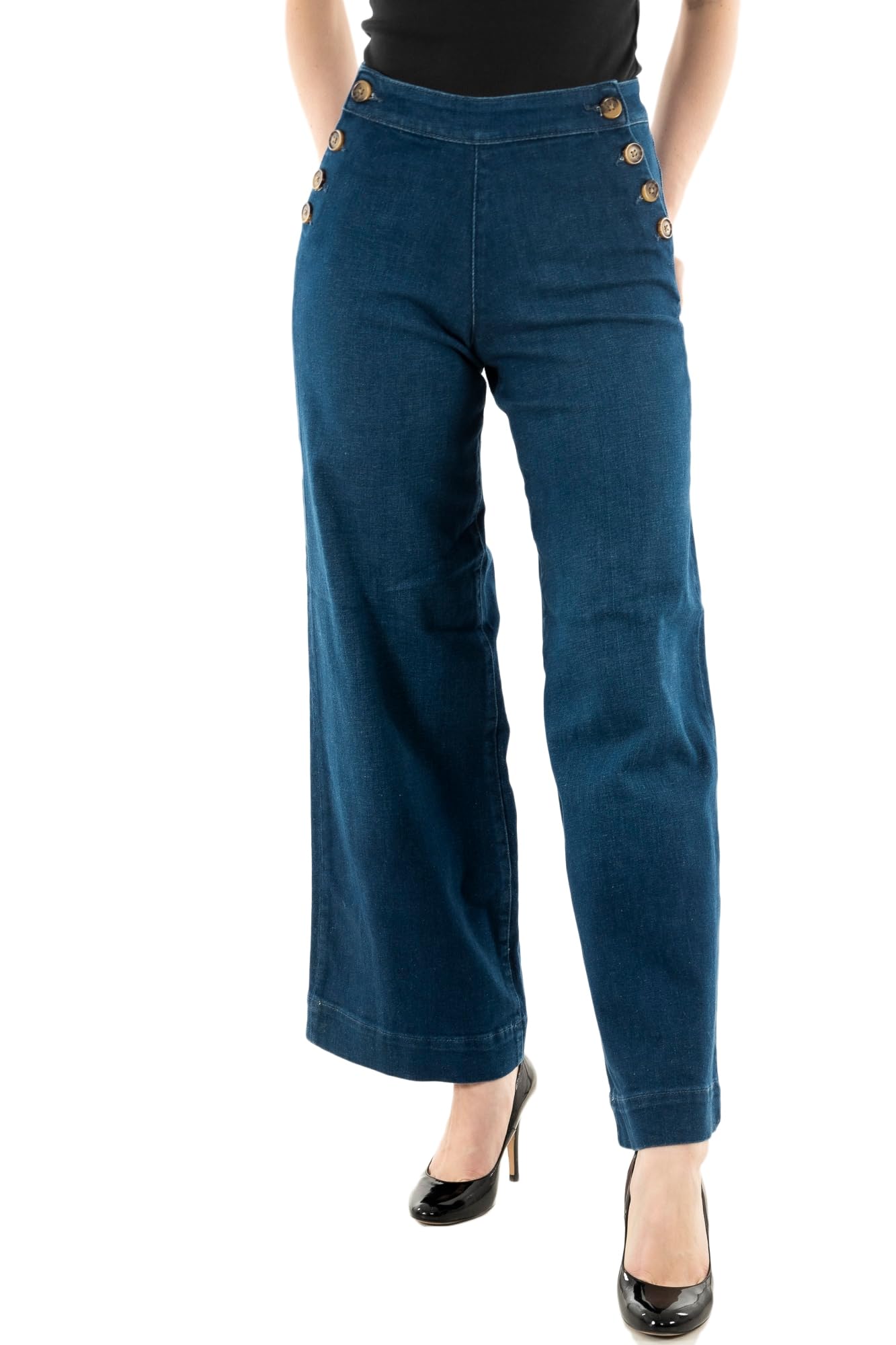 ONLY ONLMADISON BUTTON WIDE - Straight leg jeans - medium blue denim/blauw denim/bluedenim