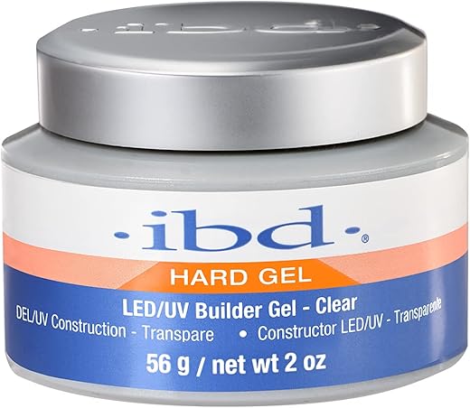 ibd Hard Gel, LED/UV Builder Gel - Clear, Strong Acrylic Finish, Perfect for Nail Extensions, Sculpting & Overlays, Professional Quality, 2 oz, 1-pack