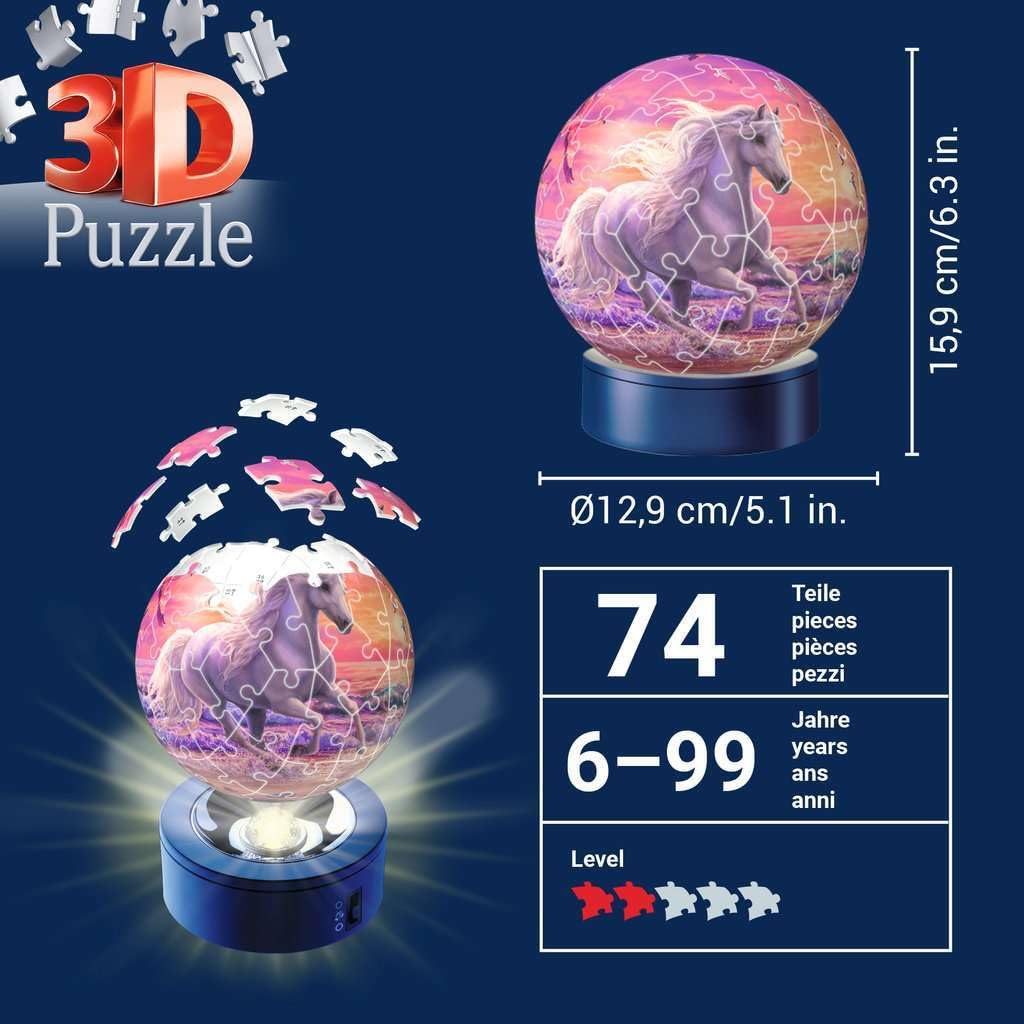 3D Puzzle Nachtlicht Pferde am Strand: Erlebe Puzzeln in der 3. Dimension