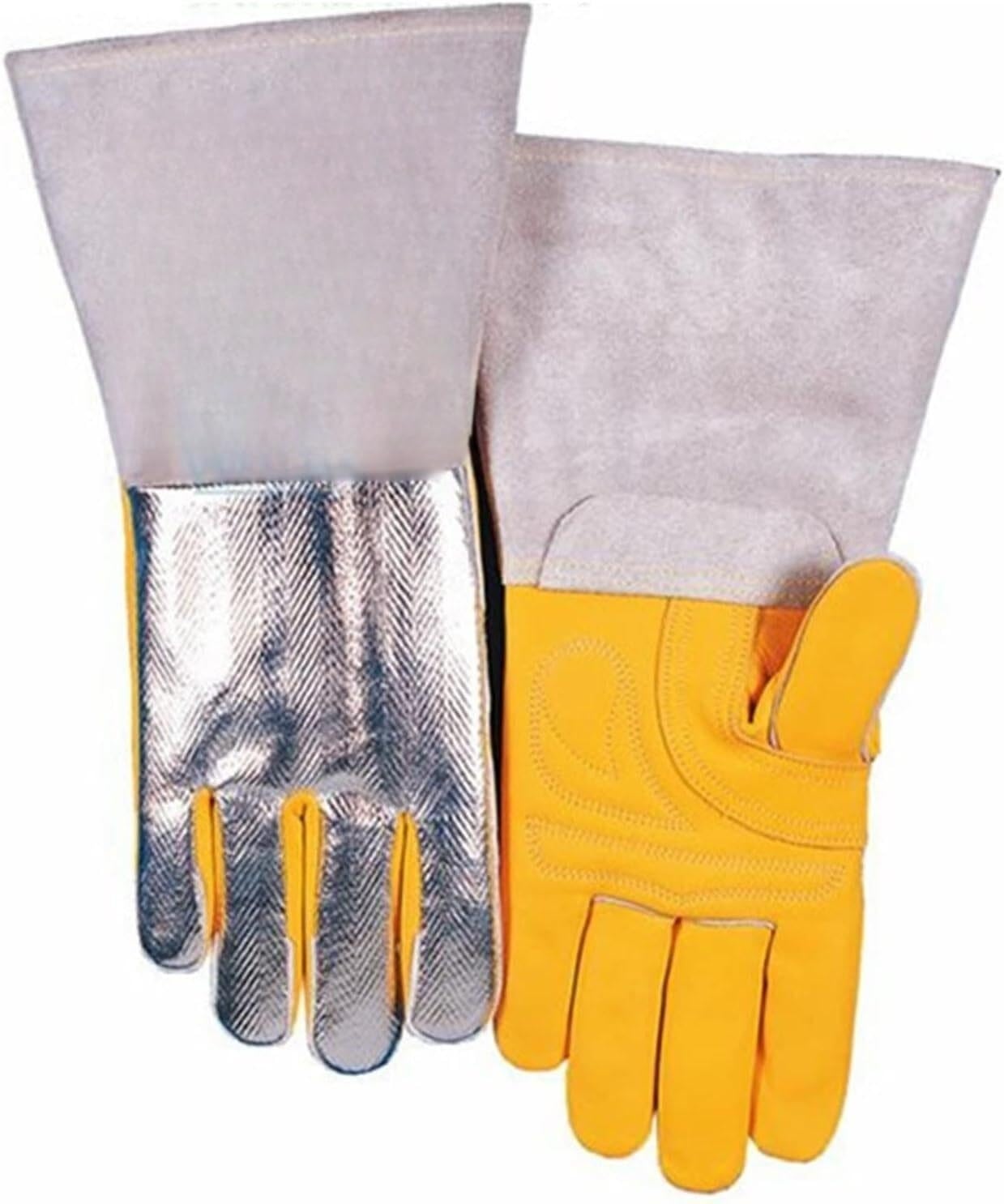 Gartenhandschuhe, schnittfeste Handschuhe, feuerfeste Handschuhe, 38 cm, aluminisierte Schweißhandschuhe aus Rindsleder, hochtemperaturbeständige Handschuhe, Grillhandschuhe, Handschuhe for Metallurgi