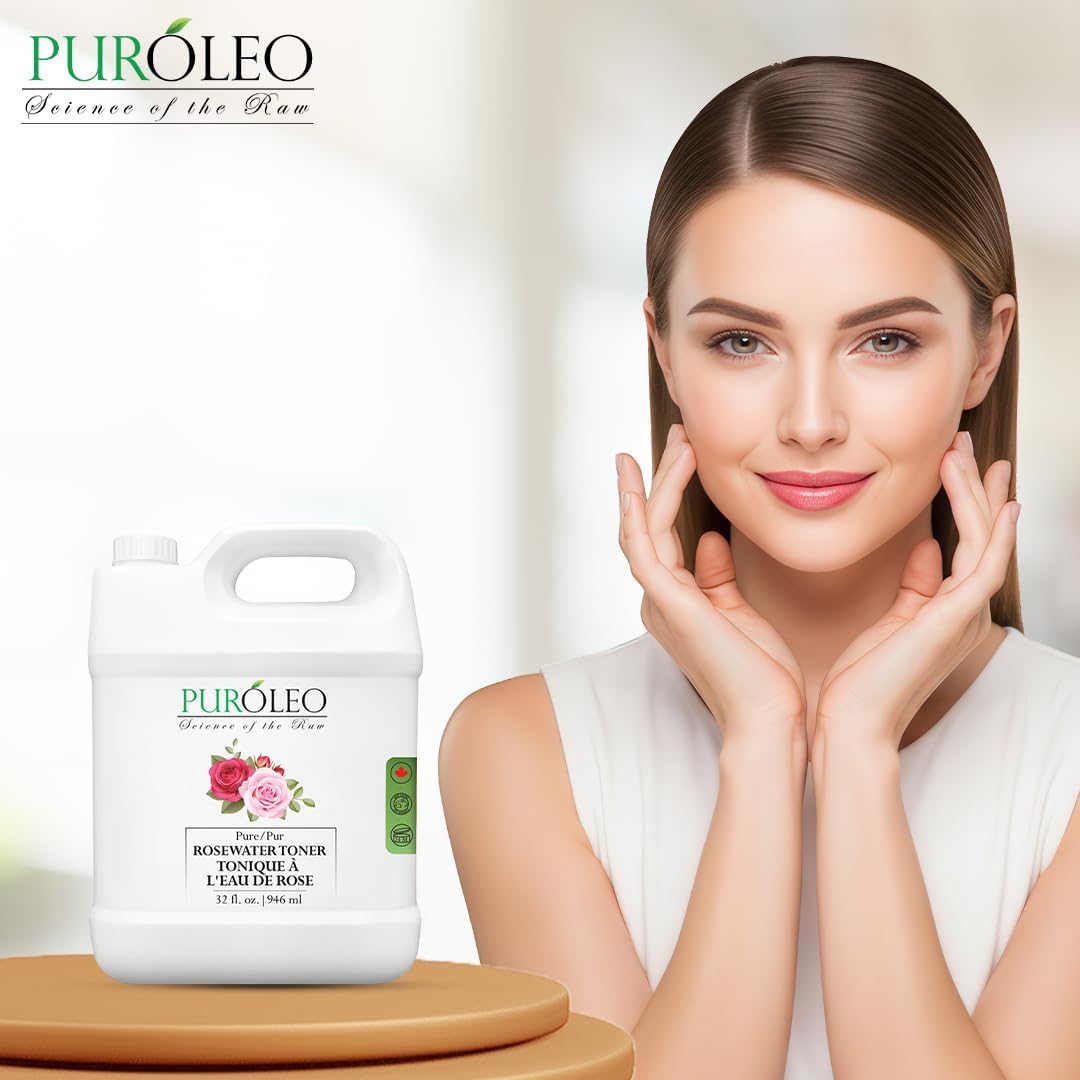 PUROLEO Rose Water 32 Fl Oz/946 ML (Packed in Canada) Pure & Natural Skin Care Setting Spray and Toner - Premium and Luxury Self Care with Rosewater for Face, Makeup Setting Spray, and Facial Mist - Image 3