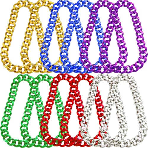 Grosses chaînes hip-hop en plastique de 81 et 91 cm, pack de 12 colliers XXL légers