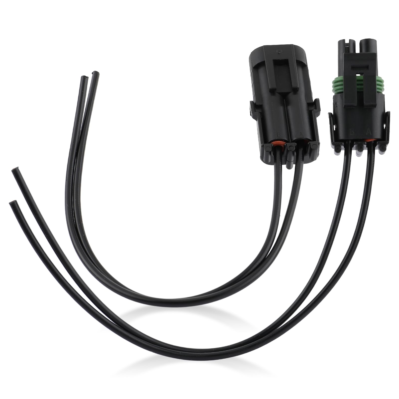 MOTOALL Weather Pack 2 Pin Connectors Male & Female Socket Wiring Harness Plug Wire Pigtail Loom 12-16 AWG 20Amp for cars trucks motorcycle boat trailer marine jetski 12010973 & 12015792-image-29