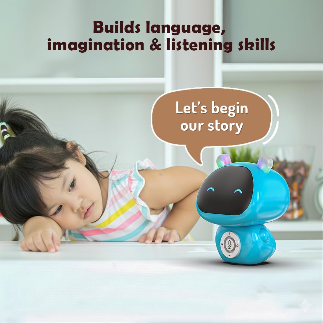 ToboToons Storybot | Robot Toy for Babies, Toddlers & Kids | USB Rechargeable Type-C & In-built Music | Popular Bedtime Stories, Rhymes & Songs | Best Gift for Boys & Girls 6+ Months (Sky Blue) 2