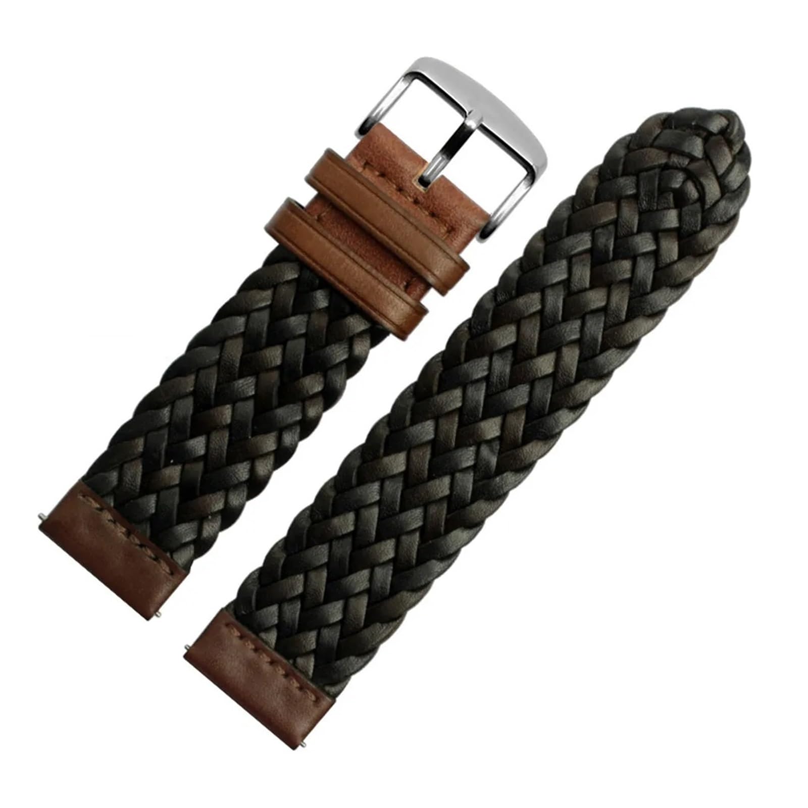 HMFANG Bracelet de montre universel en cuir de vache tressé pour homme et femme 20 mm, 22 mm, 24 mm