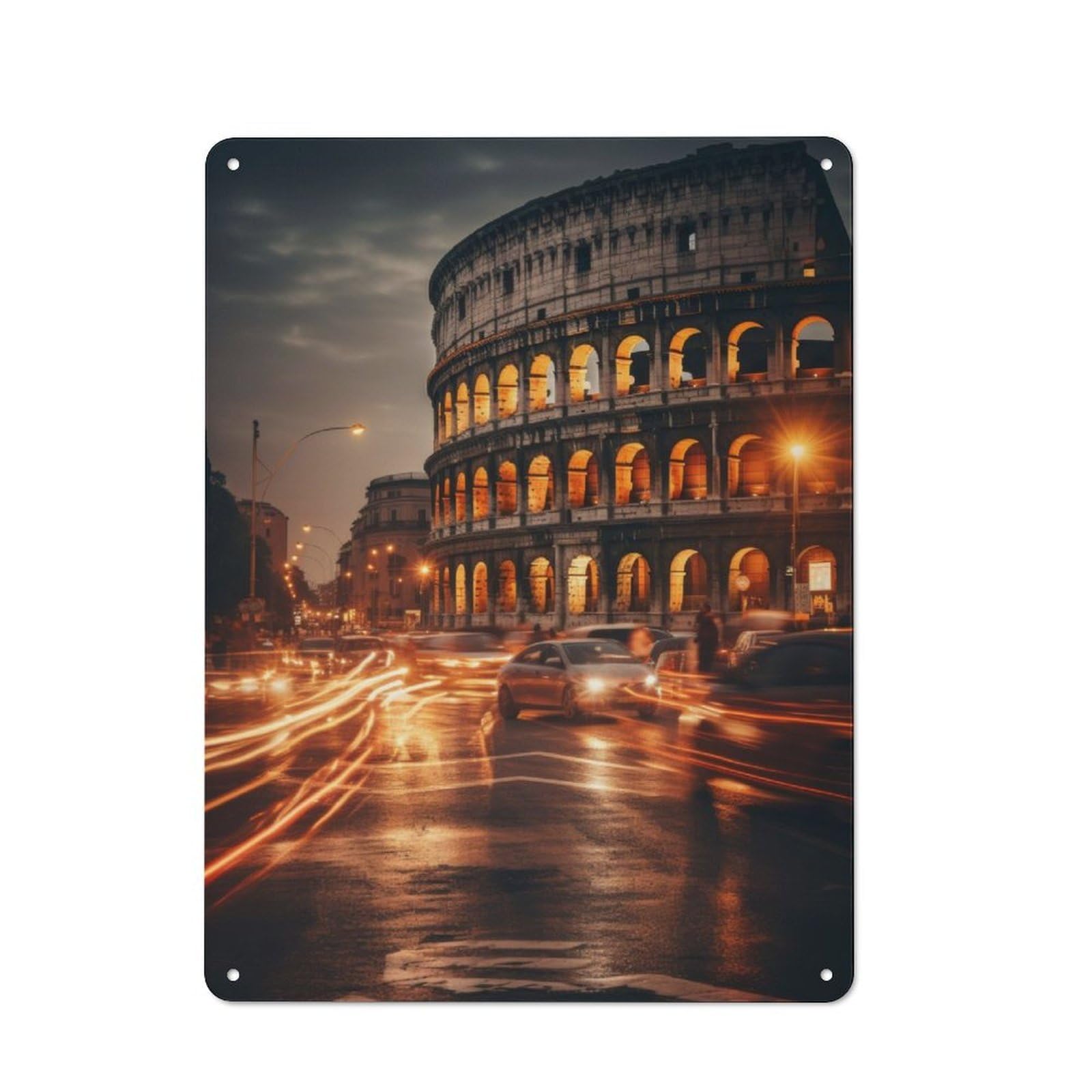 Junmoney Colosseum Rome Italy Vintage Tin Sign 40X30cm With For Guest Room Or Hallway, For Themed Room Decoration, For Vintage Wall Decor Fans