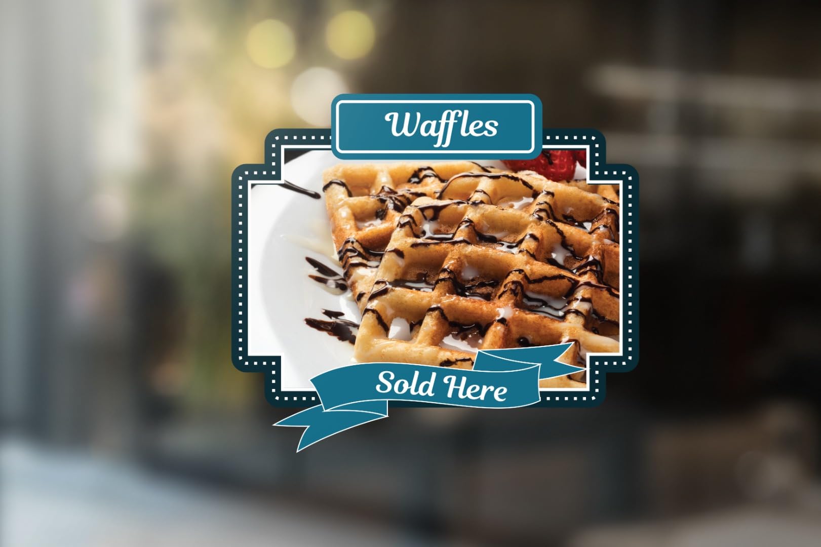 Handmade By Stukk Waffles Sold here Sticker For Restaurant Catering Van POS WindowSticker