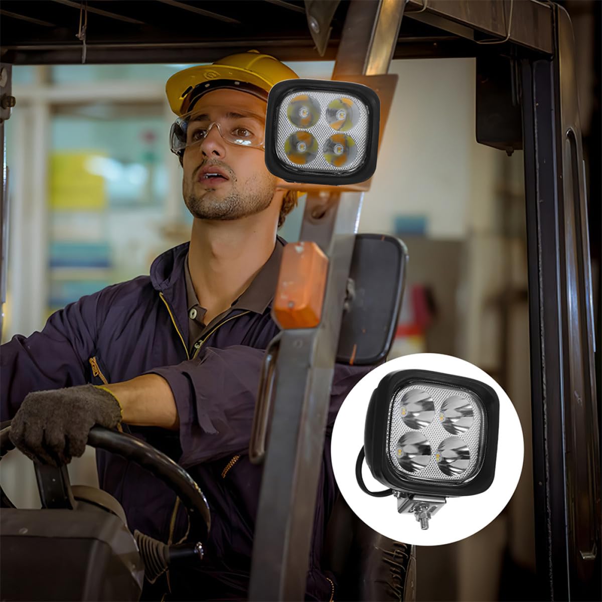 2 Luces LED para Carretilla Elevadora, Focos de Trabajo LED de Alta Potencia, Montaje Completo, Compatibles Varios Modelos, Luz de Conducción para Seguridad y Mejor Visibilidad