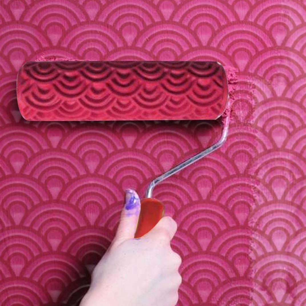 Rullo per pittura da 17,8 cm, con manico, perfetto per pittura murale, facile da usare, crea disegni, ideale per decorazioni fai da te per la casa
