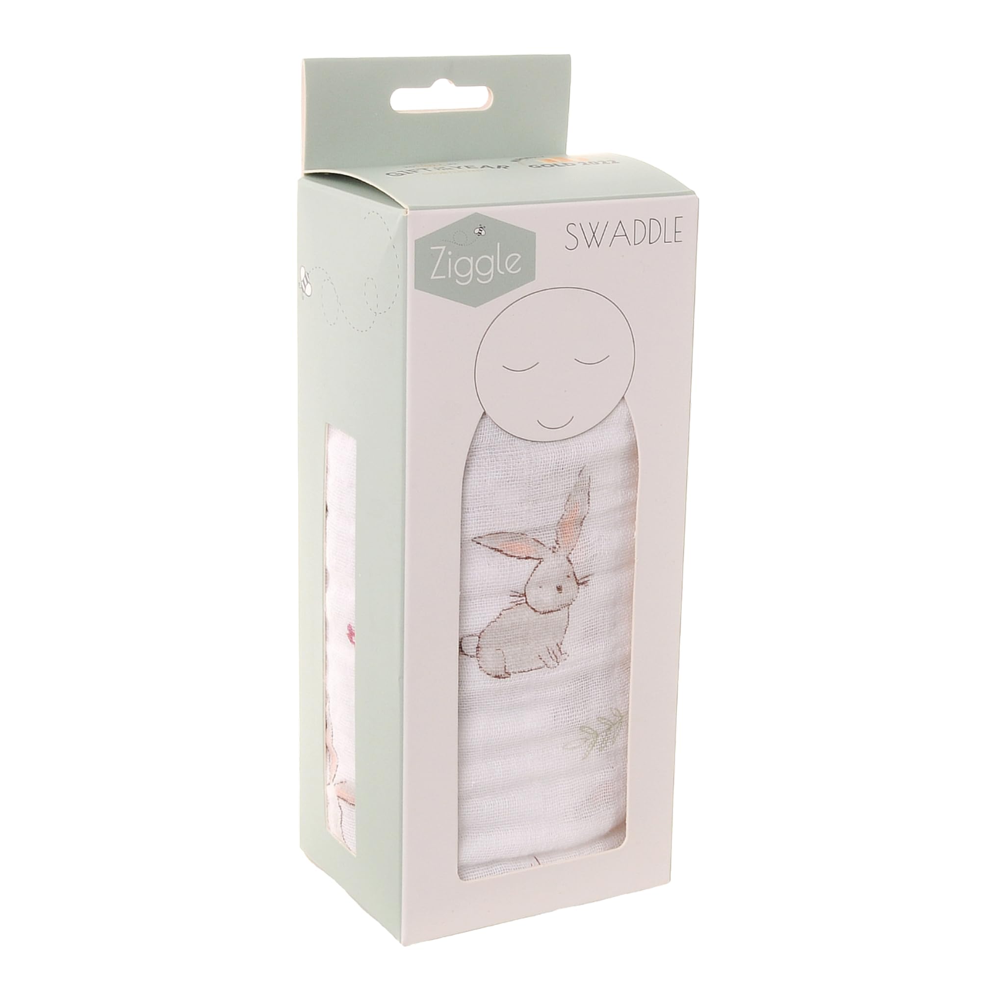 Baby Swaddle Wrap Blanket Bunny Rabbit Print Large Soft Cotton Muslin Sleep