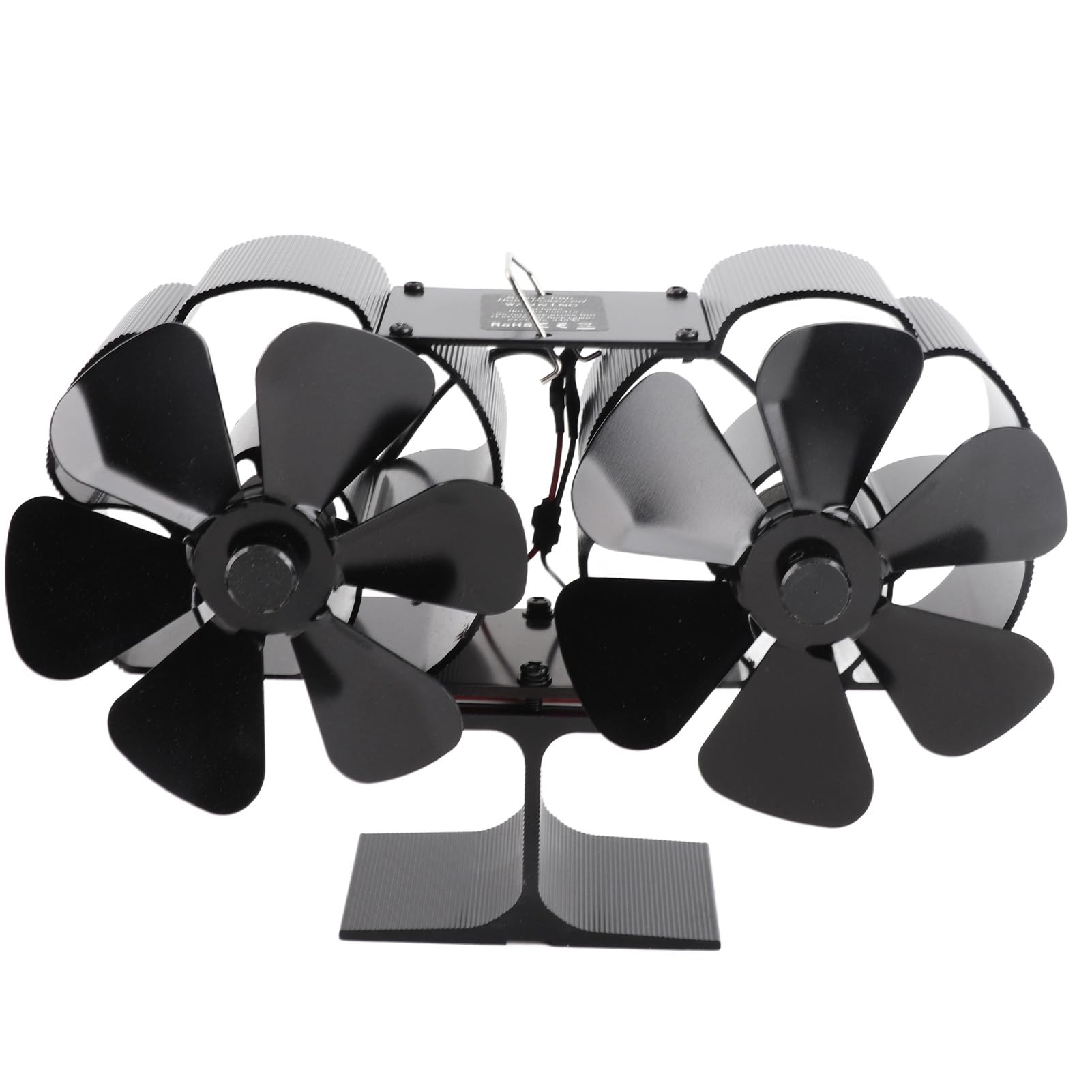 Ventilatore per camino a doppia testa 6 pale Potenza termica Ventilatore per stufa nero Resistente alle alte temperature ambientale