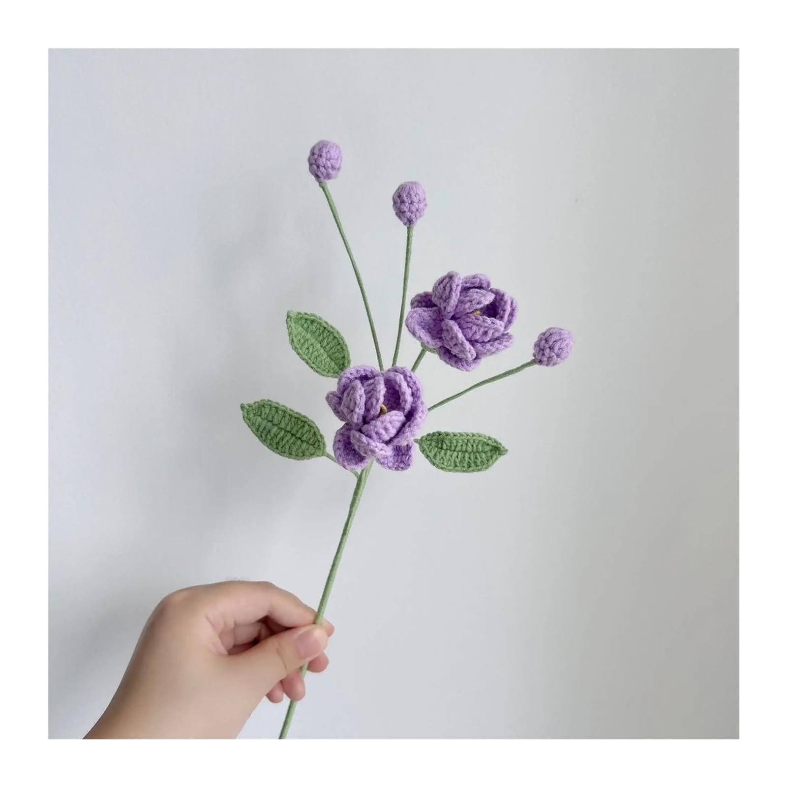 PawUniscript 2pcs Handcrafted Jasmine Crochet Flowers Bouquet | Creative Fake Floral Arrangement For Weddings & Home Decor(Color5)