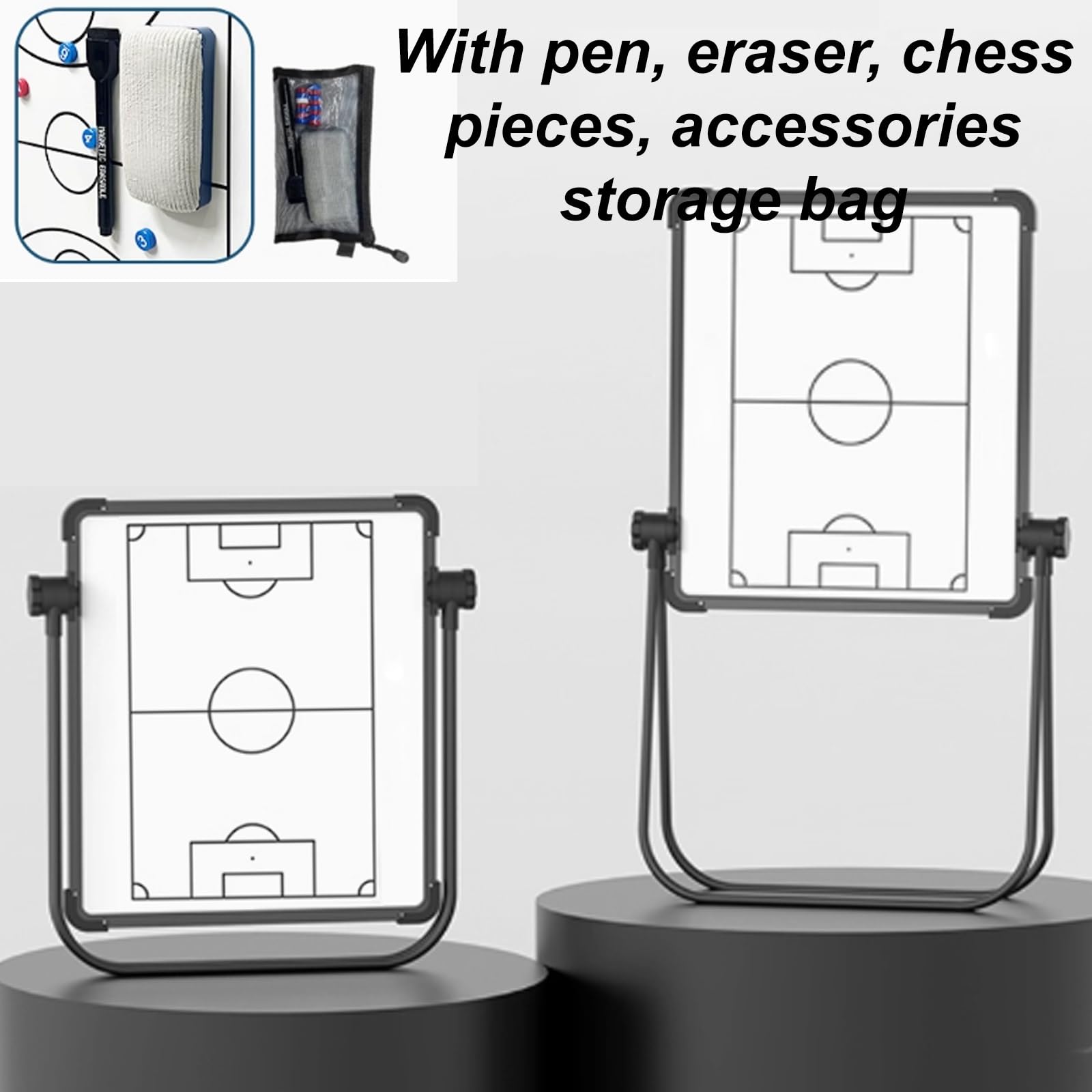 Lavagna Tattica Calcio, Lavagne Magnetiche Da Allenamento, Accessori Completi, Bifacciale, Regolabile in Altezza, per la Spiegazione Delle Strategie(Small)
