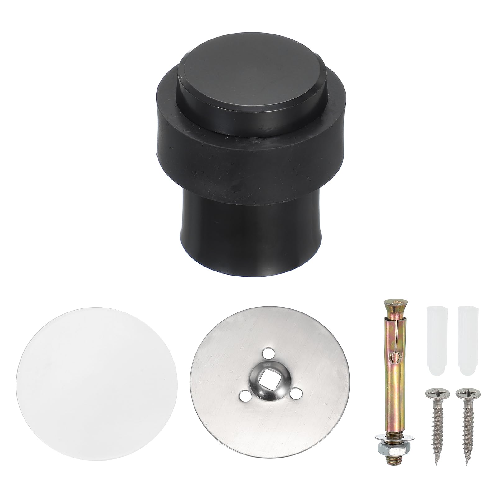 Butée de porte ronde PATIKIL 46mm en acier inoxydable noir avec vis et adhésif au sol