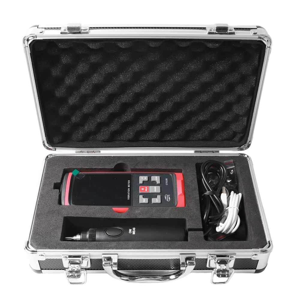 Precision Digital Vibration Meter GT633B Compatible with Industrial Motors & Pumps, Measures Acceleration Velocity Displacement, Matches ISO 10816