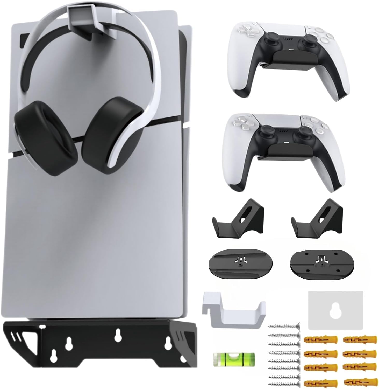 PSS Wall Mount Stand For PS5 Regular/PS5 Slim Bracket , Wall stand for PS5 Slim/PS5 Normal (Disc and Digital Edition), with 2 Controller holder and 1 Headphone holder (PS5 Accessories) (B0D2L3793N) Amazon Price History, Amazon Price Tracker