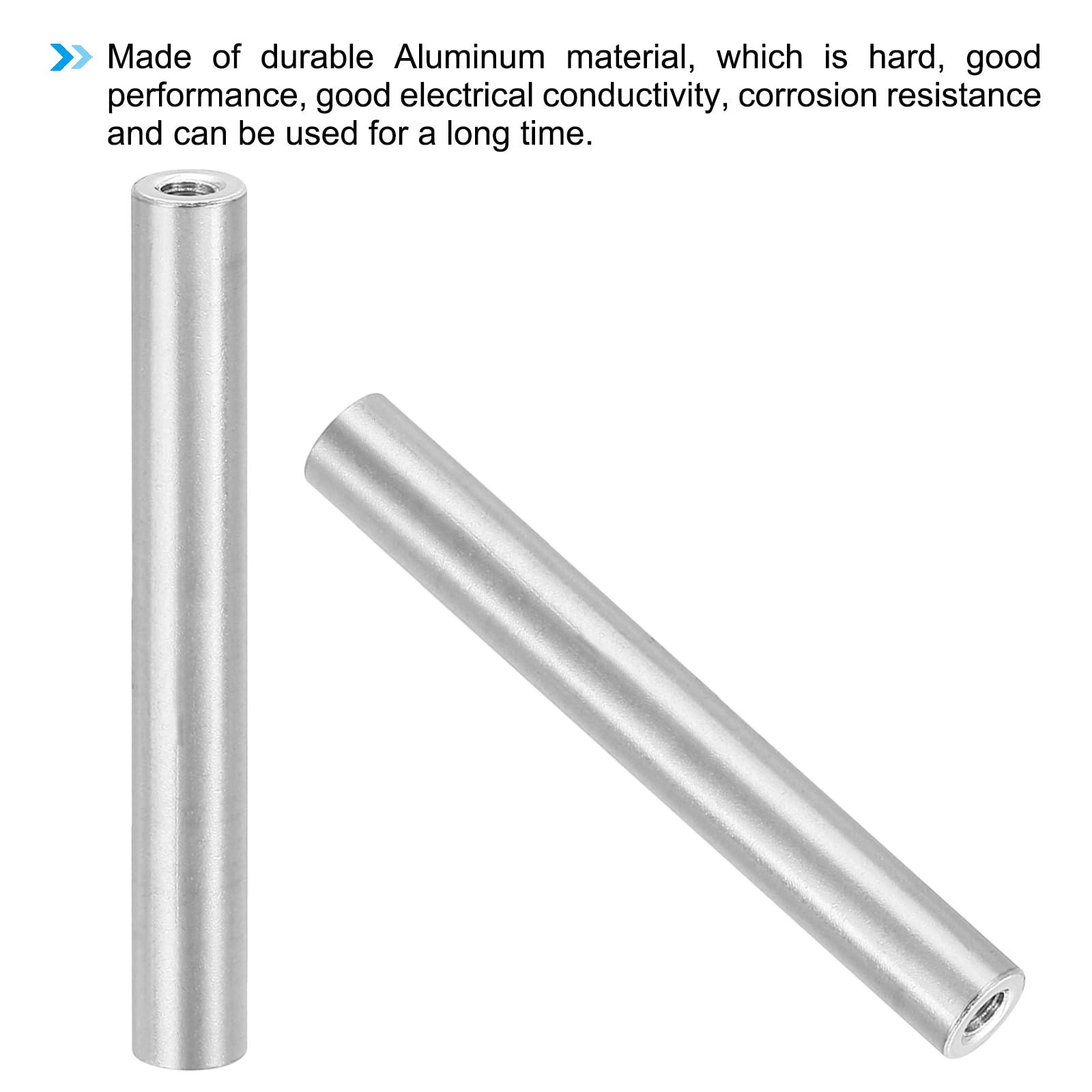 PATIKIL 6pcs M3 Metal Threaded Standoff Spacer Nuts, Round Aluminum Spacers Female Coupling Screws, 1/8" ID x 1/4" OD, Silver, (50mm L) - Image 4