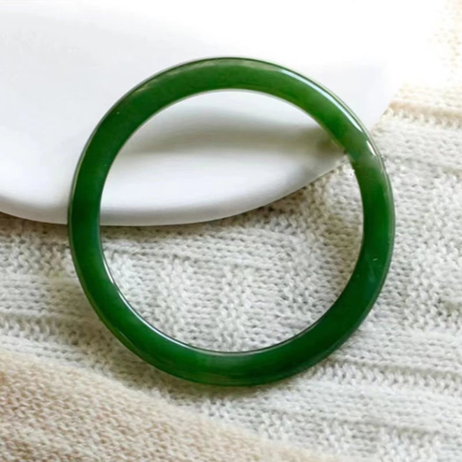 Bracciale Giada hetian Femminile Femminile Spinaci Rotondo Verde Bar Giovane Jasper Beauty Bar Jade Bracciale è Il miglior Regalo per i Festival (Colore: Verde, Dimensioni: 60mm)