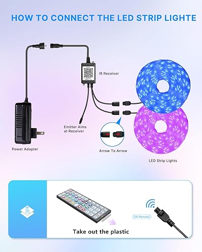 Miniatura 7 de Fussion Tira de luces LED para exteriores, impermeable, 100 pies (2 rollos de 50 pies), tiras de luz LED IP67 con control remoto, RGB que cambia de