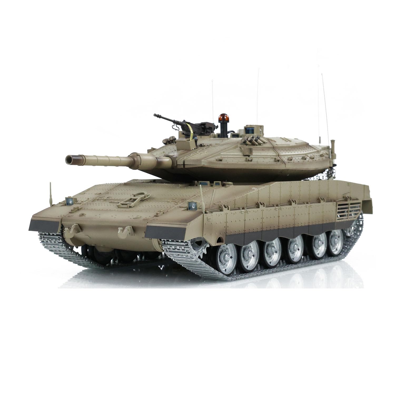 Henglong 1/16 RC Tank IDF Merkava Mk IV 3958 Char de combat avec télécommande, roues en métal, boîte de vitesses à 360°, fumée de tourelle à 2 batteries, modèle de qualité Hobby pour