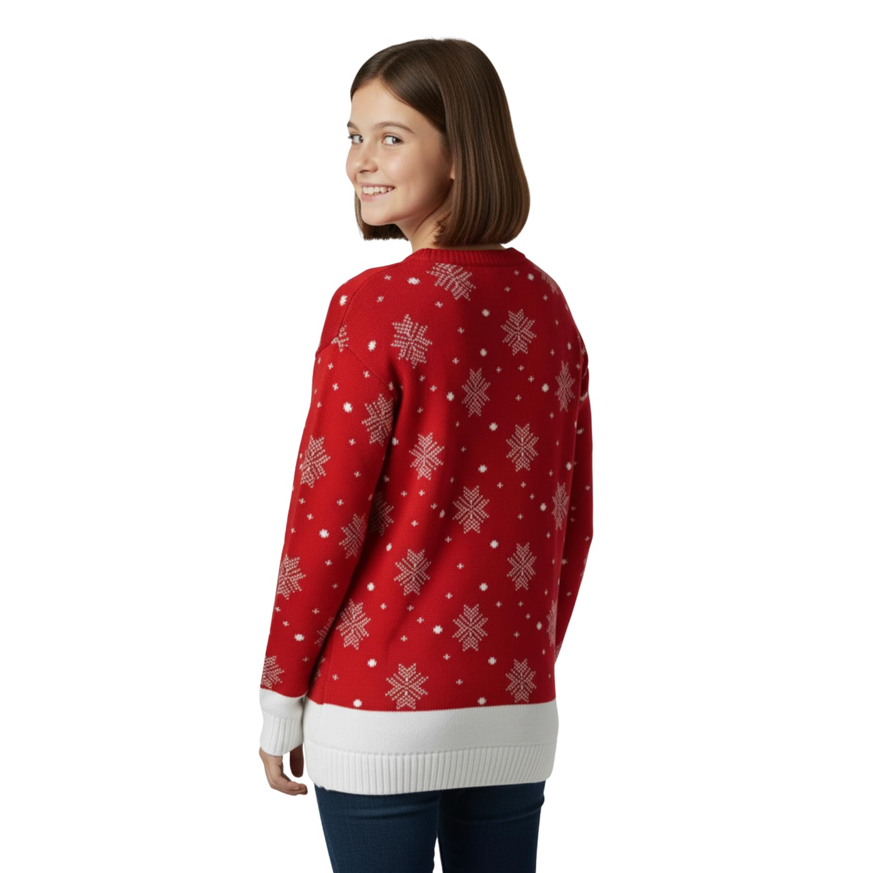 janisramone Maglione natalizio per bambini, motivo renna, maglione natalizio per ragazze, a maniche lunghe, divertente, unisex, a girocollo, maglione natalizio nero rosso, età 3-13 anni
