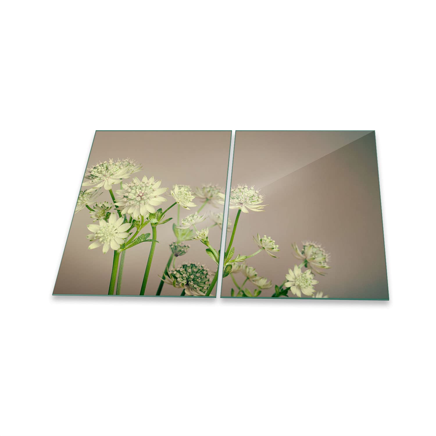 Placa para Cubrir la vitrocerámica, 2 Piezas, 2 x 40 x 52, diseño de Flores, Color Blanco, para inducción