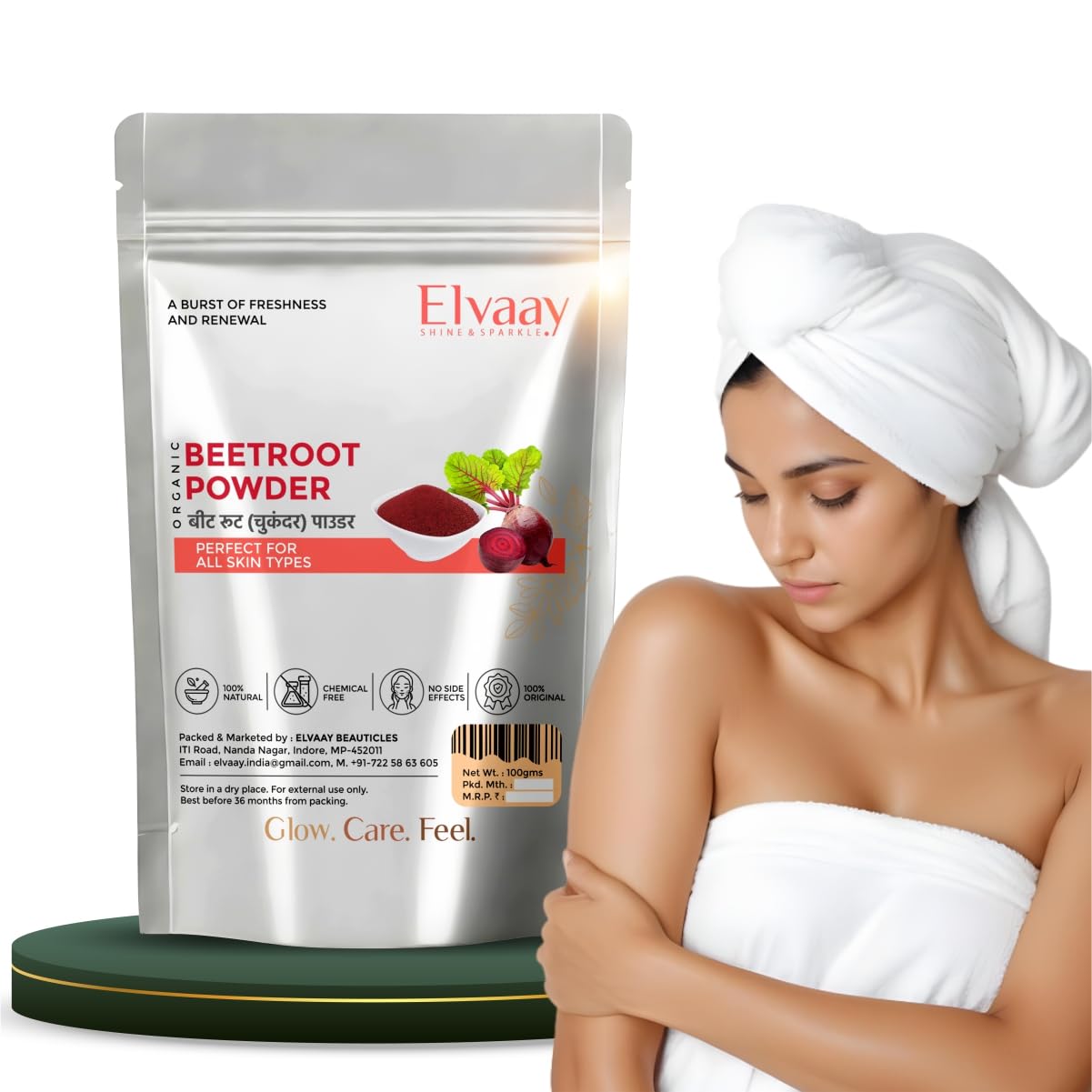 Elvaay Pure Beetroot Powder | Unique Body Scrub for Younger Skin | Eliminates Dead Skin | Removes Acne, Pimples and Dandruff | Can Be Used as Ubtanm Face Pack & Hair Pack-image-45