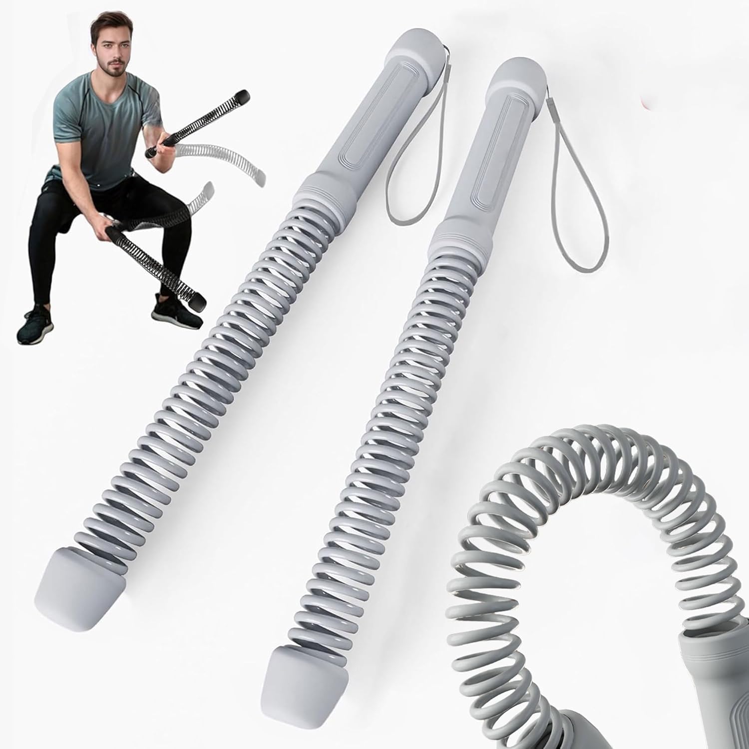 TARSHYRY 2PCS Ropeless Battle Ropesfor Home Gym-Cordless, High Elastic Steel Cordless Training Rope, Weighted Workout Ropes for Home and Travel Exercise