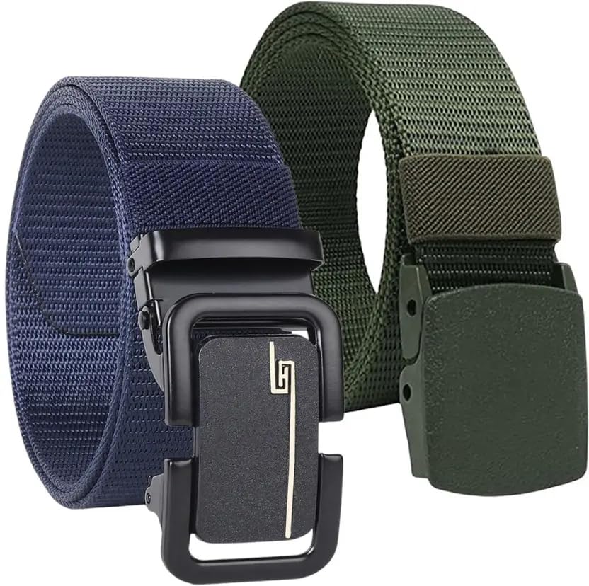 Grip6 Men's Tactical Web Belt, Navy Blue and Army Green, Nylon Canvas with Metal Buckle, Military Style-image-9
