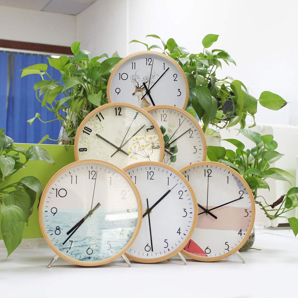 ALEENFOON 8.6 Inch Houten Wandklok Stille Woonkamer Keuken Modern Ontwerp Wandklokken 22cm Hangende Kwarts Klok Wandklok Analoge Tafelklok (Geometrie