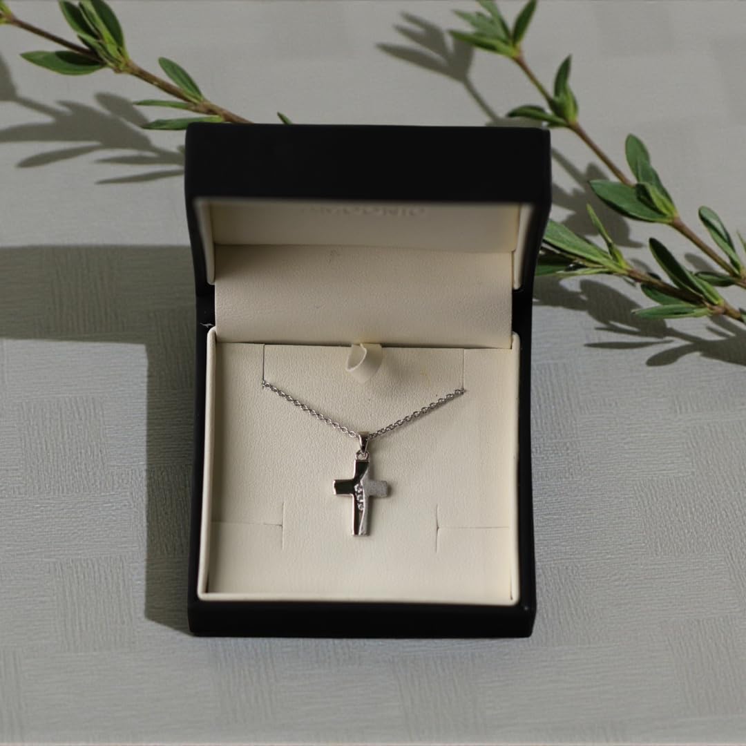 Kreuz Kette Mädchen Kommunion Silber 925 | Geschenke zur Taufe Erstkommunion Konfirmation Firmung Taufgeschenk | Kreuzkette Kinder Halskette Anhänger Taufkette Schmuck Geschenk mit Gravur