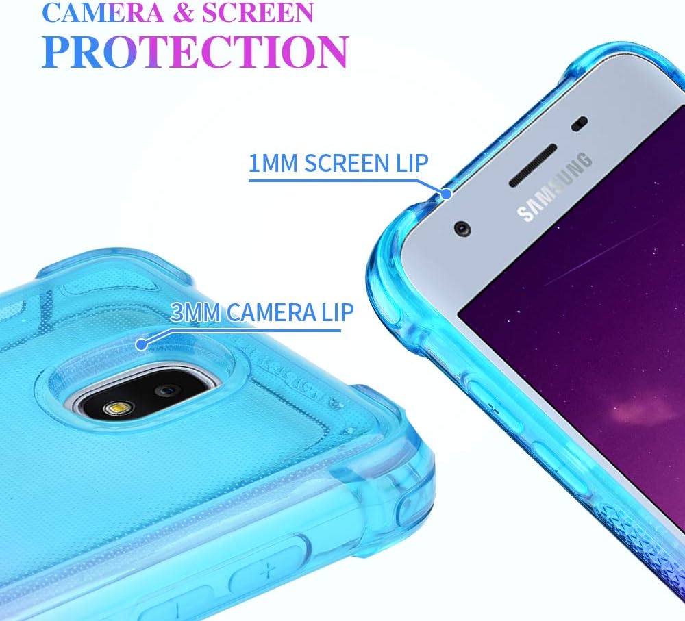 Ruky Galaxy J3 2018 Case, Samsung Galaxy J3 Orbit J3 Emerge (2018) J3V (3rd Gen) Express Prime 3 J3 Star J3 Achieve Case, Glitter Flowing Liquid Girly Phone Case for Samsung Amp Prime 3 (Teal Purple)