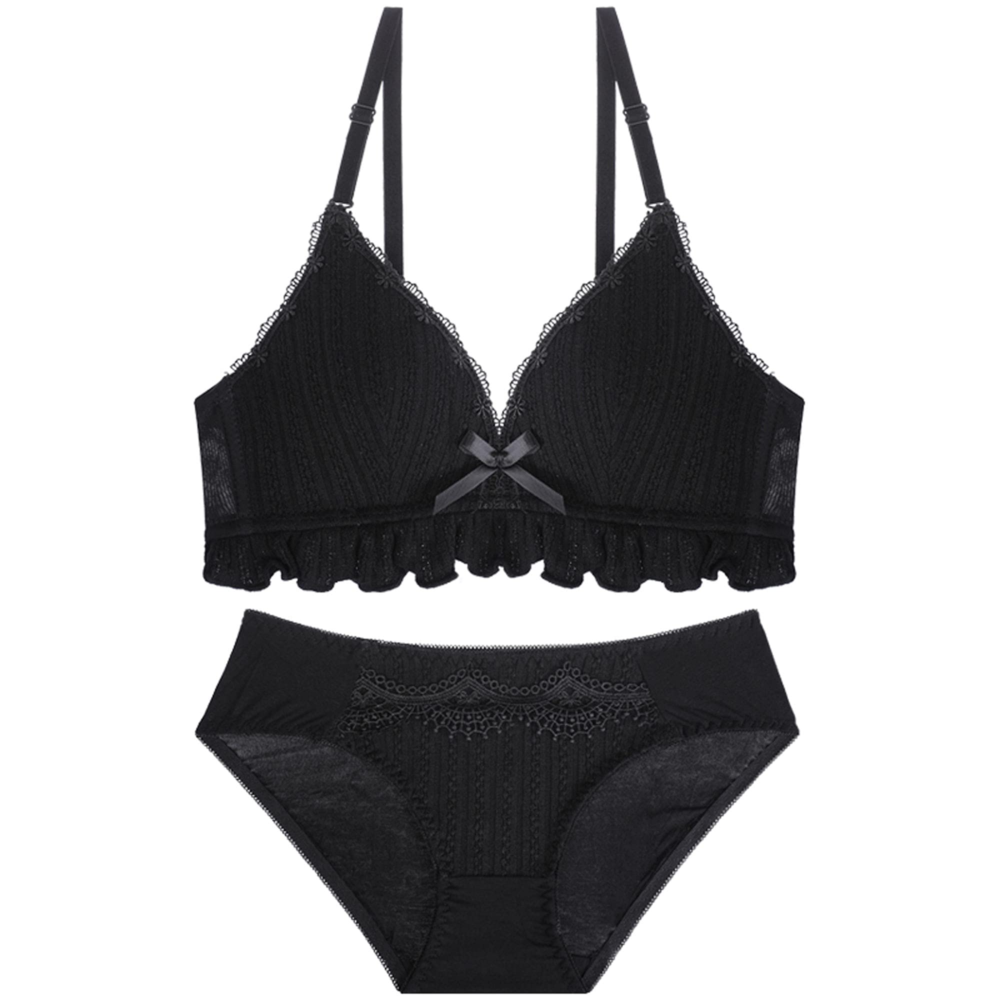 Soutien-gorge sans armatures contre douleurs dentelle noir 85B