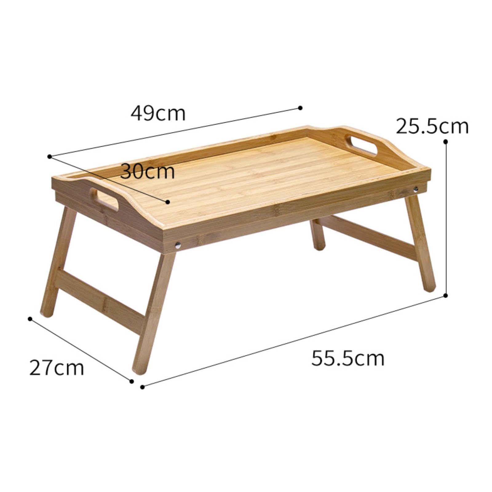 Plateau de lit en bambou naturel avec pieds pliables – Parfait pour le petit déjeuner, les collations, le travail sur un ordinateur portable et le service dans le canapé ou la cuisine – Design