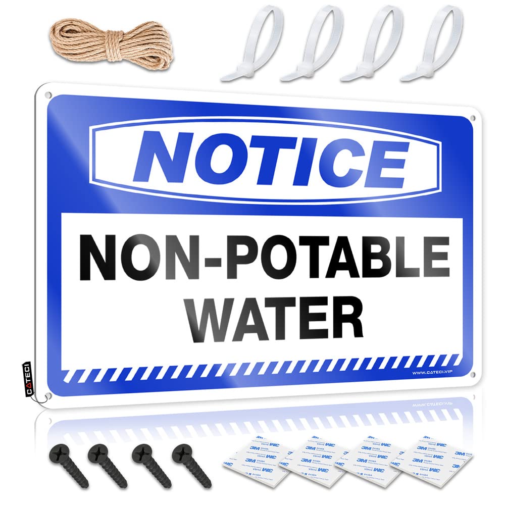 STWNVOITV Funny Camping Signs Notice Non Potable Water Tin Sign Man Cave Sign Metal Sign Tin Signs For Man Cave(20X30CM)